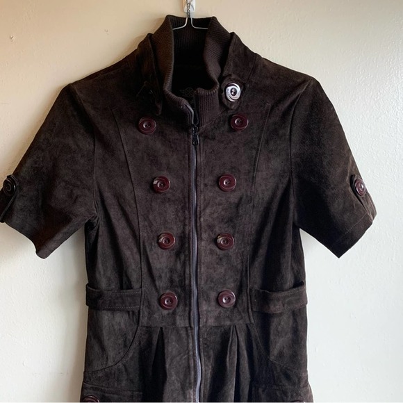 Zhenpixilie Brown Suede Mini Dress Size 42 - Picture 5 of 11